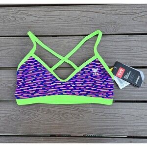 TYR Durafast One Vitality Trinity Bikini Top  Green Purple Swim  XS 0/2 New